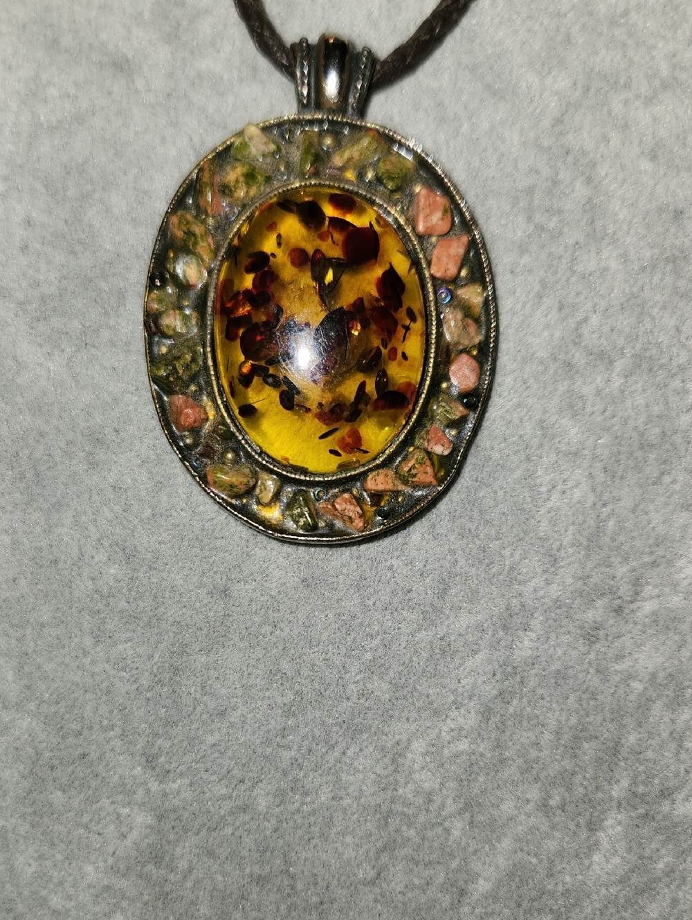 Amber Resin Pendant Necklace